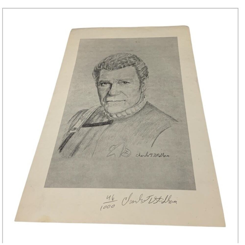 Star Trek Captain Kirk Drawing Print Charles Stidham 17 x 11 in. 46/1000